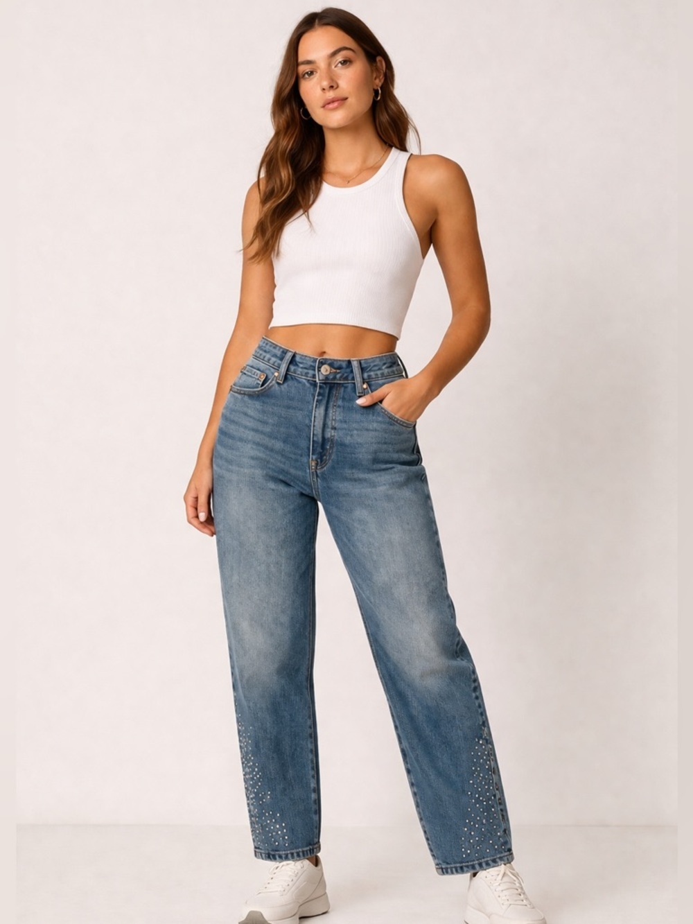 Levi’s 501 Curve High Rise Straight Jeans Studded Hem NWT Size 29x30